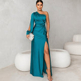 Marianne - Elegantes One-Shoulder-Kleid – Blau