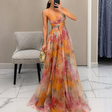 Michelle - Florales Maxikleid – Orange