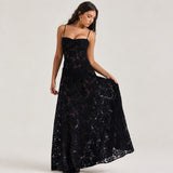 Jazmine - Stilvolles, schmales Maxikleid – Schwarz