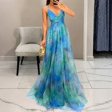 Michelle - Florales Maxikleid – Blau