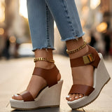 Freyja - Elegante Plateau-Keilsandalen – Braun
