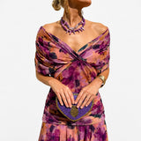 Bernice - Elegantes Gerafftes Maxikleid – Lila