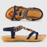Eleanor - Stilvolle Flache Sandalen mit Strass – Blau