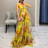 Michelle - Florales Maxikleid – Gelb