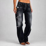 Stacey - Stilvolle Weitbein-Jeans – Schwarz