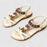 Eleanor - Stilvolle Flache Sandalen mit Strass – Weiß