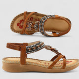 Eleanor - Stilvolle Flache Sandalen mit Strass – Braun