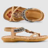 Eleanor - Stilvolle Flache Sandalen mit Strass – Beige