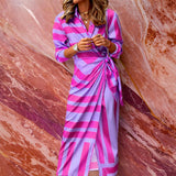 Aliza - Stilvolles Gestreiftes Wickelkleid – Lila