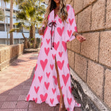 Janice - Stilvolles, farbenfrohes Maxikleid – Pink