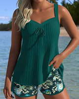 Amira - Stilvoller Gestreifter Tankini – Grün