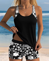 Tyrese - Stilvoller Tanktop-Badeanzug – Schwarz