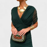 Bernice - Elegantes Gerafftes Maxikleid – Grün