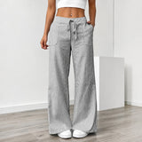 Amanda - Bequeme Gestreifte Hose mit Taschen – Grau