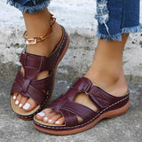 Elouise - Bequeme Sandalen mit verstellbaren Riemen – Weinrot