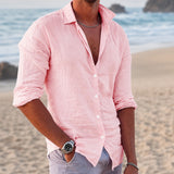 Anthony - Lässiges Langarmhemd – Rosa