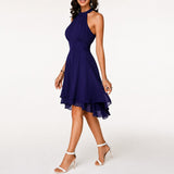 Kristina - Elegantes Kurzes Neckholderkleid – Blau