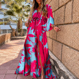 Janice - Stilvolles, farbenfrohes Maxikleid – Rot