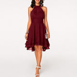 Kristina - Elegantes Kurzes Neckholderkleid – Rot