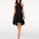 Kristina - Elegantes Kurzes Neckholderkleid – Schwarz