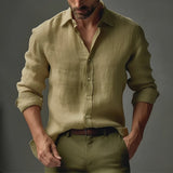 Tobias - Lockeres Langarmhemd – Khaki