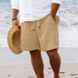 Simone - Lässige Gestreifte Badeshorts – Khaki