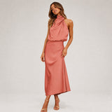 Lillie - Elegantes Kleid mit Neckholder-Ausschnitt – Pink