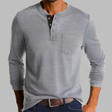Dalton - Langarm-Henley-Shirt – Grau