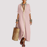 Talia - Lässiges Hemdblusenkleid mit Knopfleiste – Rosa