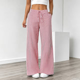 Amanda - Bequeme Gestreifte Hose mit Taschen – Rosa