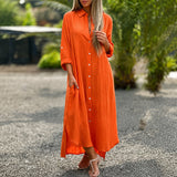 Sharon - Lässiges Weites Kleid – Orange