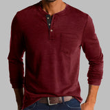Dalton - Langarm-Henley-Shirt – Rot