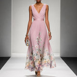Tanisha - Florales Chiffon-Maxikleid – Rosa