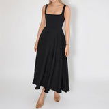 Blair - Schlichtes Einfaches Midikleid – Schwarz