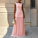 Alice - Elegantes Ärmelloses Schlankes Maxikleid – Rosa