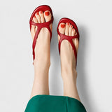 Laide- Bequeme Sandalen mit T-Riemen – Rot