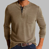 Dalton - Langarm-Henley-Shirt – Beige