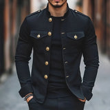 Leighton - Lässige Klassische Knopfjacke – Schwarz