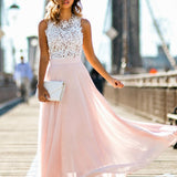 Reegan - Ärmelloses Langes Kleid – Rosa