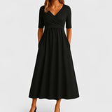 Piper - Midikleid mit kurzen Ärmeln – Schwarz