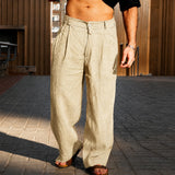 Brandon - Leichte Weitbein-Hose – Khaki