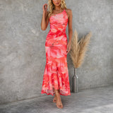 Tiffany - Geblümtes Midikleid – Rot