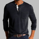 Dalton - Langarm-Henley-Shirt – Dunkelgrau