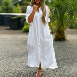 Sharon - Lässiges Weites Kleid – Weiß
