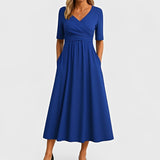 Piper - Midikleid mit kurzen Ärmeln – Dunkelblau