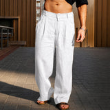 Brandon - Leichte Weitbein-Hose – Weiß