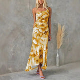 Tiffany - Geblümtes Midikleid – Gelb