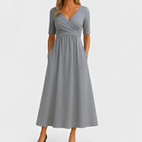 Piper - Midikleid mit kurzen Ärmeln – Grau