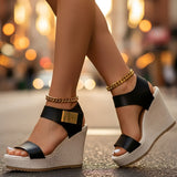Freyja - Elegante Plateau-Keilsandalen – Schwarz
