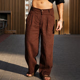 Brandon - Leichte Weitbein-Hose – Braun